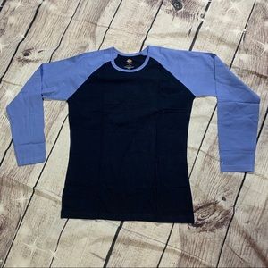 NEW DICKIES LG NAVY / LIGHT BLUE LONG SLEEVE SHIRT